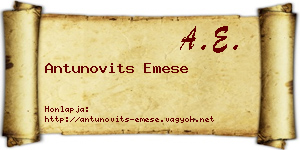 Antunovits Emese névjegykártya